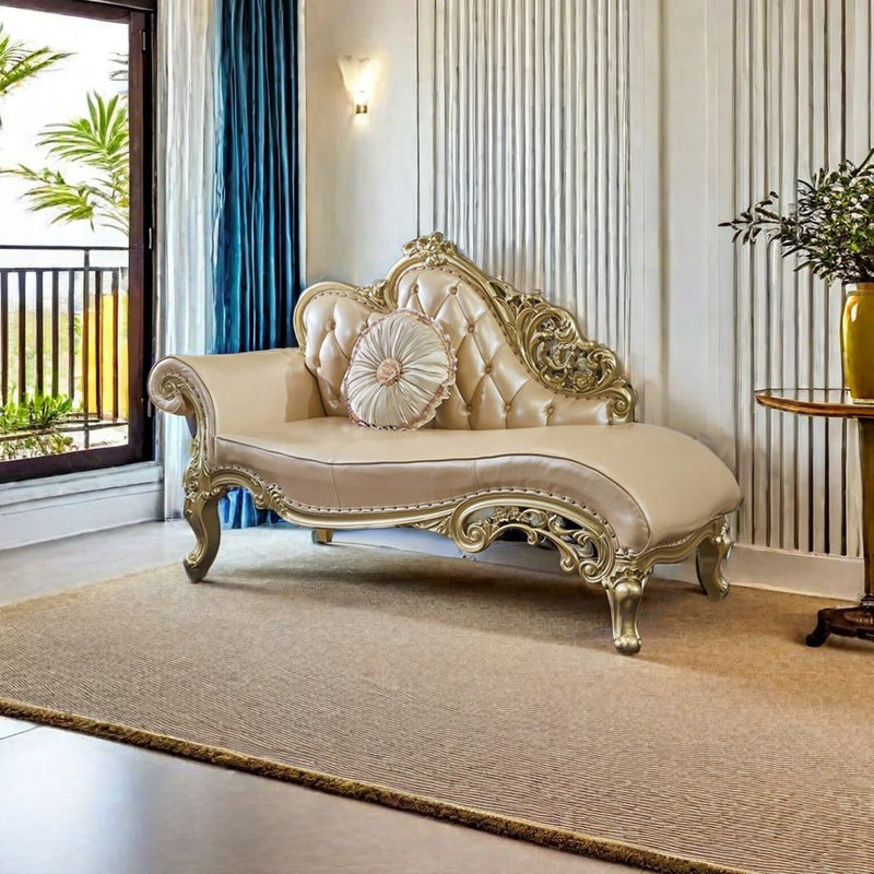 Comfort Zone Furniture.e Light Luxury Solid Wood Elegant Chaise Longue Upholstered Chaise Lounge Wayfair